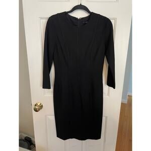 Cynthia Steffe Dress Size 6 Black 3/4 Sleeve Formal Seamed Sheeth Zipper Back